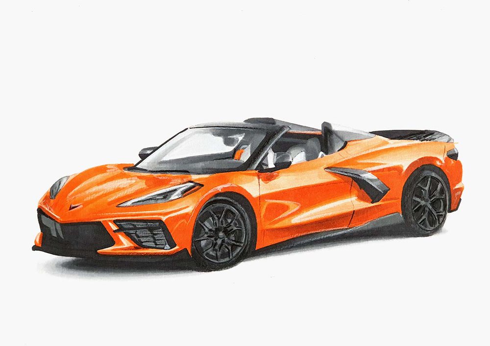 How to Draw a Corvette C8 Easy & Exact StepbyStep
